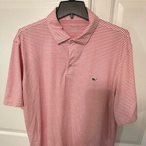 Vineyard Vines Pink and White Striped Polo Shirt